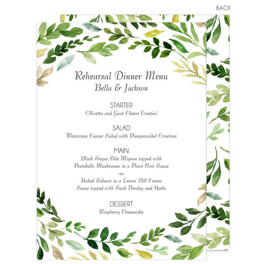 Two Sprig of Leaves Menus